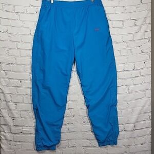 VTG Prince Cross Sport TRACK PANTS 90s Nylon Mens L Blue Pull On Zipper Ankles